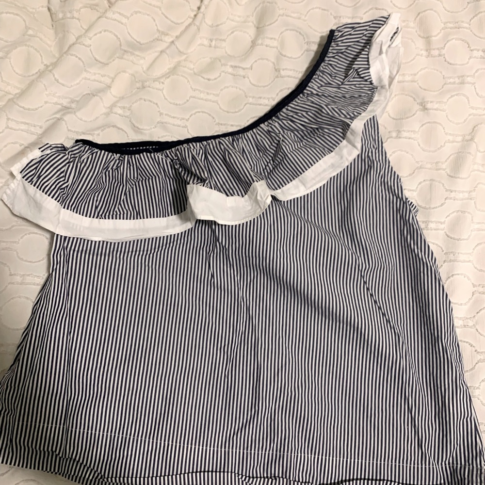 NWOT J.Crew striped one shoulder top